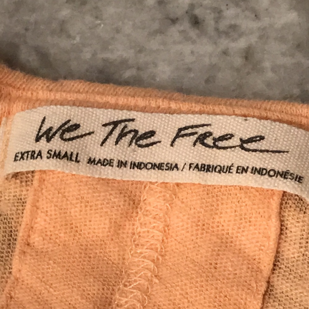 Free People T Shirt Top Womens XS Peach Belle of Georgia Baggy 3/4 Sleeve Coast - Picture 4 of 8